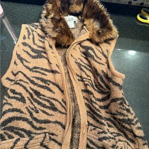 Brown and Black Faux Fur Vest